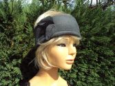 Bandeau en polaire gris Ã  feuilles noires