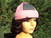 Bonnet en polaire rose et noir