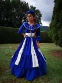 Crinoline bleu dur et blanc fillette