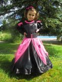 Crinoline noire satin et tulle rose 5 ans