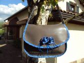 Sac besace bleu fleurs