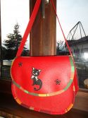 Sac besace rouge chat