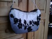 Sac gris noir dentelle 34x18x9cm