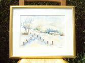 Paysage de neige encadrÃ© dorÃ©