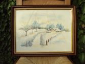 Paysage de neige encadrÃ© marron